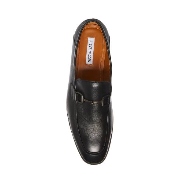 Steve Madden Aahron Läder Loafers Herr Svarta | SM-123WF