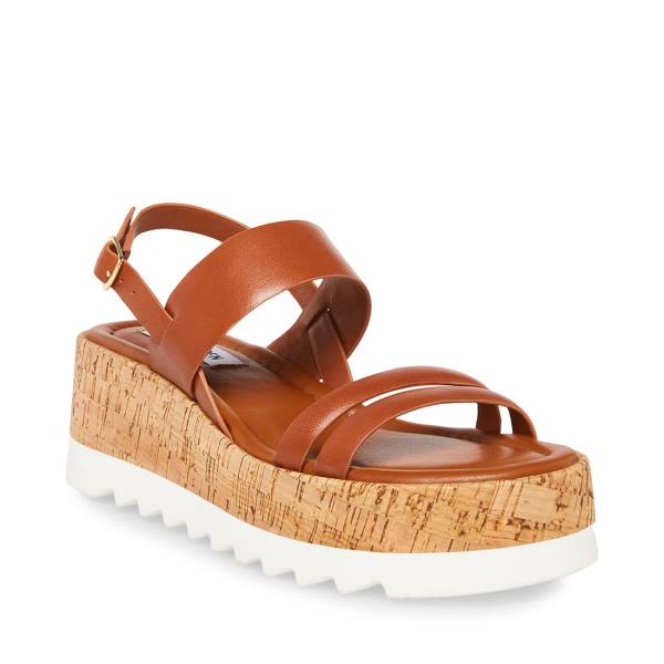 Steve Madden Athena Cognac Läder Sandaler Dam Bruna | SM-951UE