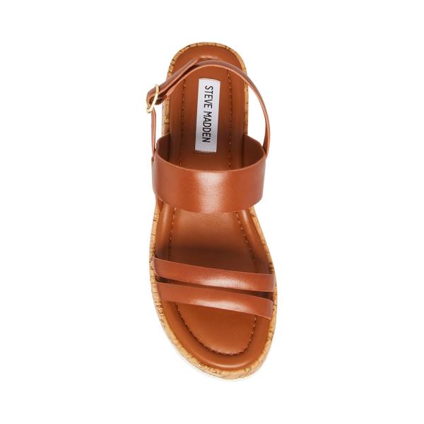 Steve Madden Athena Cognac Läder Sandaler Dam Bruna | SM-951UE