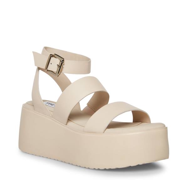 Steve Madden Bay Natural Läder Sandaler Dam Beige | SM-247ZT