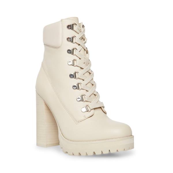 Steve Madden Beso Bone Läder Kängor Dam Beige | SM-405IW