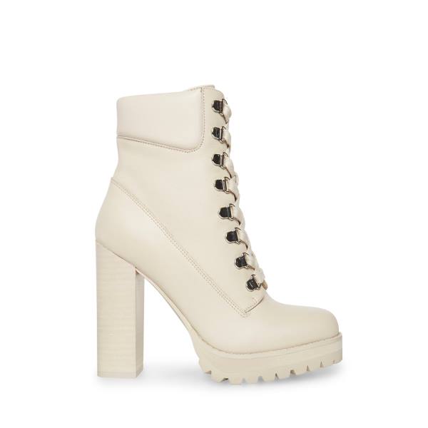 Steve Madden Beso Bone Läder Kängor Dam Beige | SM-405IW