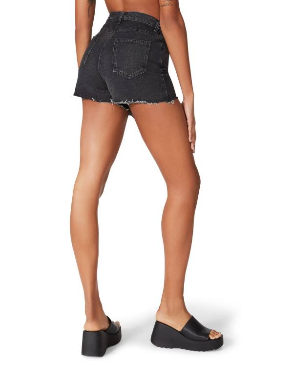 Steve Madden Black Denim Skort Shorts Dam Svarta | SM-569SA