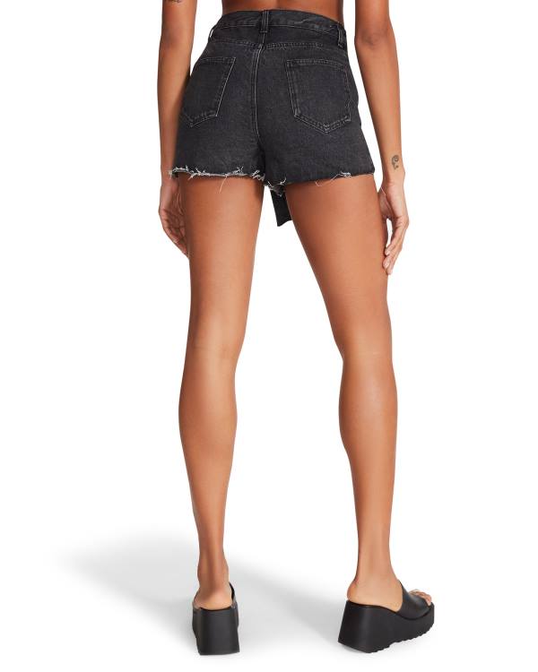 Steve Madden Black Denim Skort Shorts Dam Svarta | SM-569SA