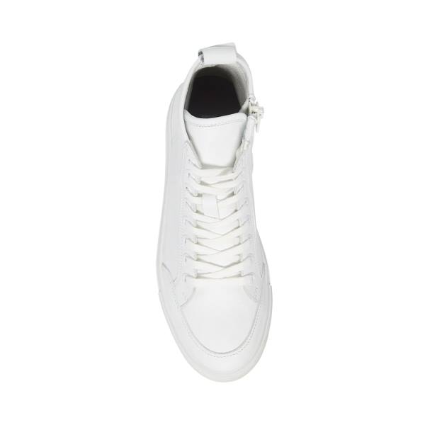 Steve Madden Bragging Läder Sneakers Herr Vita | SM-190YE