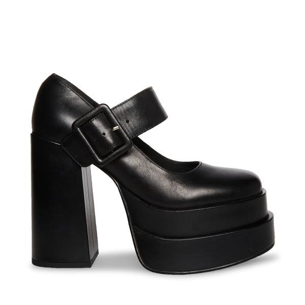 Steve Madden Carly Läder Heel Högklackade Skor Dam Svarta | SM-865QU