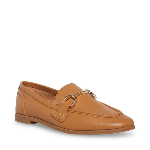 Steve Madden Carrine Cognac Läder Platta Skor Dam Bruna | SM-573VE