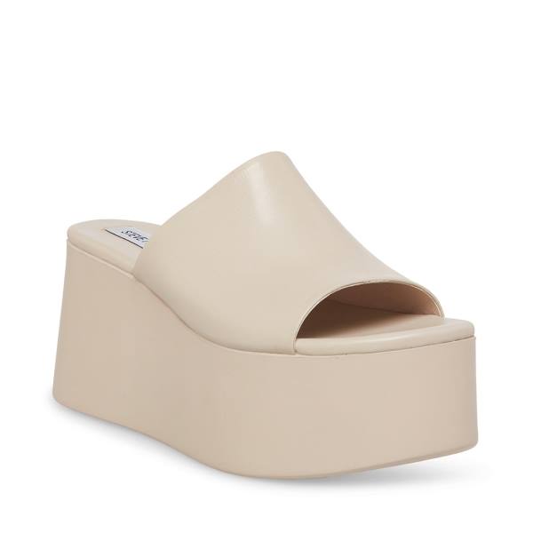 Steve Madden Christa Bone Läder Sandaler Dam Beige | SM-859DE