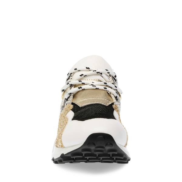 Steve Madden Cliff Läder Sneakers Dam Vita Guld | SM-173NS