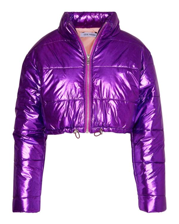 Steve Madden Cropped Metallic Puffer Jacka Dam Lila | SM-209PZ