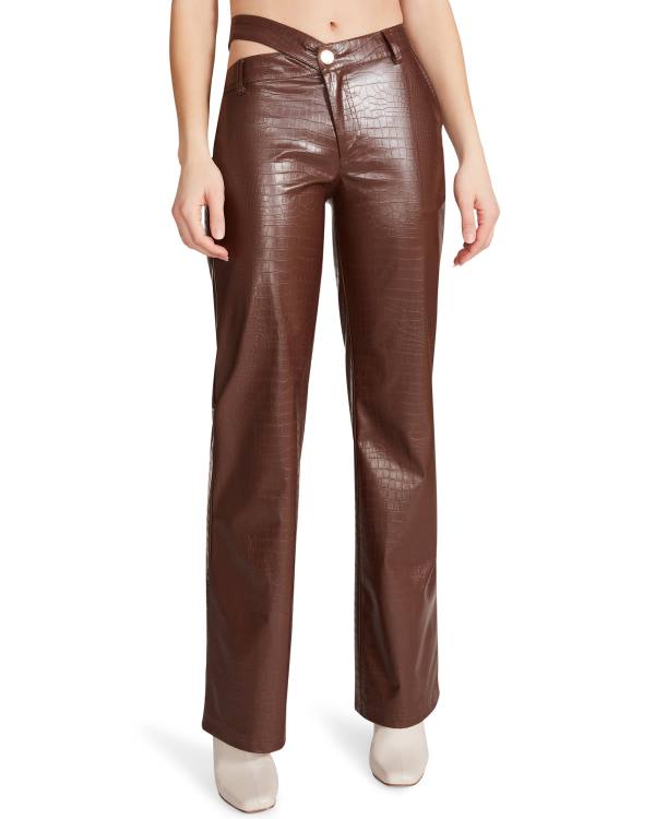 Steve Madden Cut Out Faux Läder Pant Byxor Dam Bruna | SM-613YZ