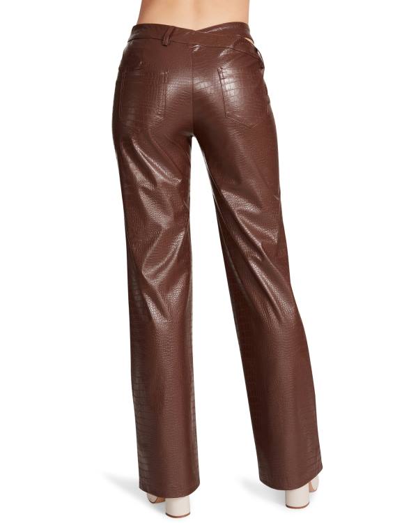 Steve Madden Cut Out Faux Läder Pant Byxor Dam Bruna | SM-613YZ