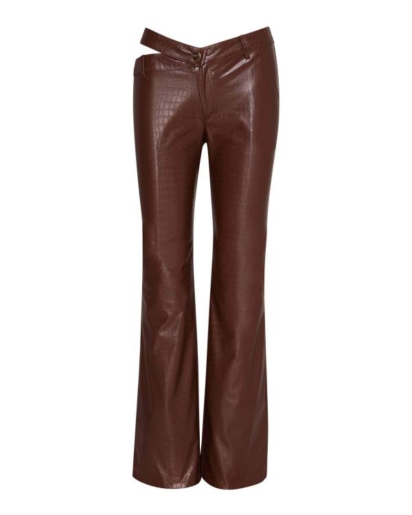 Steve Madden Cut Out Faux Läder Pant Byxor Dam Bruna | SM-613YZ