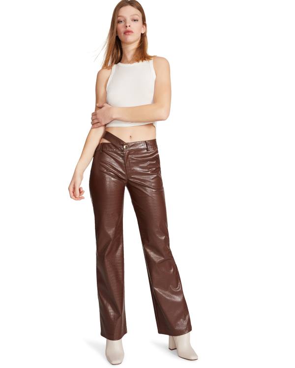 Steve Madden Cut Out Faux Läder Pant Byxor Dam Bruna | SM-613YZ