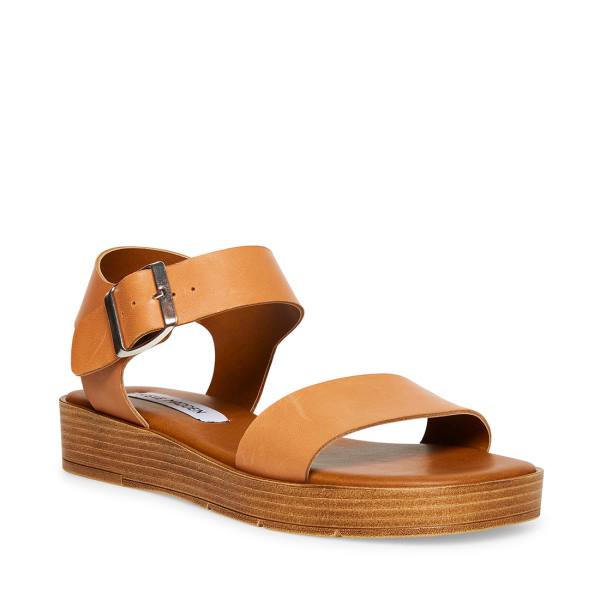 Steve Madden Destined Tan Läder Sandaler Dam Bruna | SM-415GL