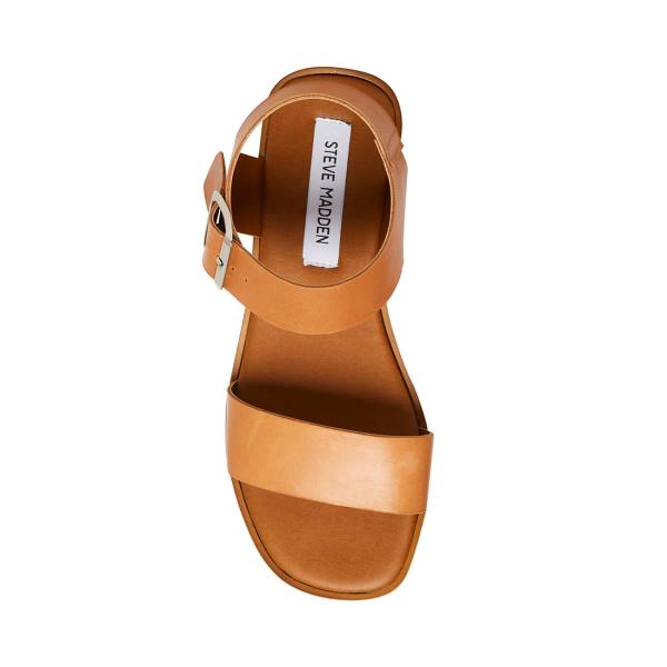 Steve Madden Destined Tan Läder Sandaler Dam Bruna | SM-415GL