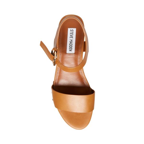 Steve Madden Domenica Cognac Läder Sandaler Dam Bruna | SM-290KT