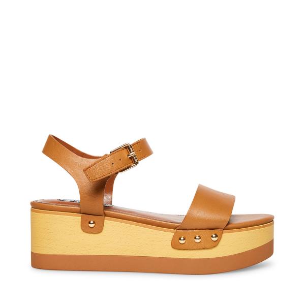 Steve Madden Domenica Cognac Läder Sandaler Dam Bruna | SM-290KT