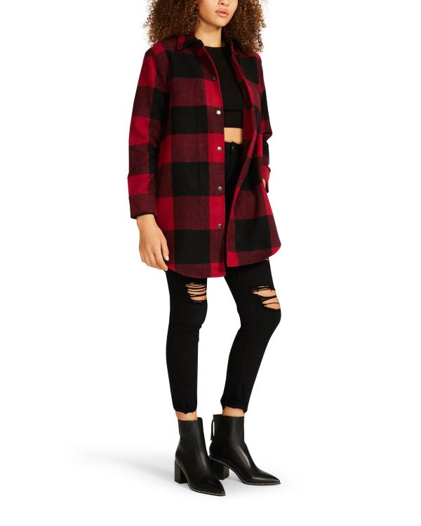 Steve Madden Eldridge Plaid Jacka Dam Röda | SM-230CA