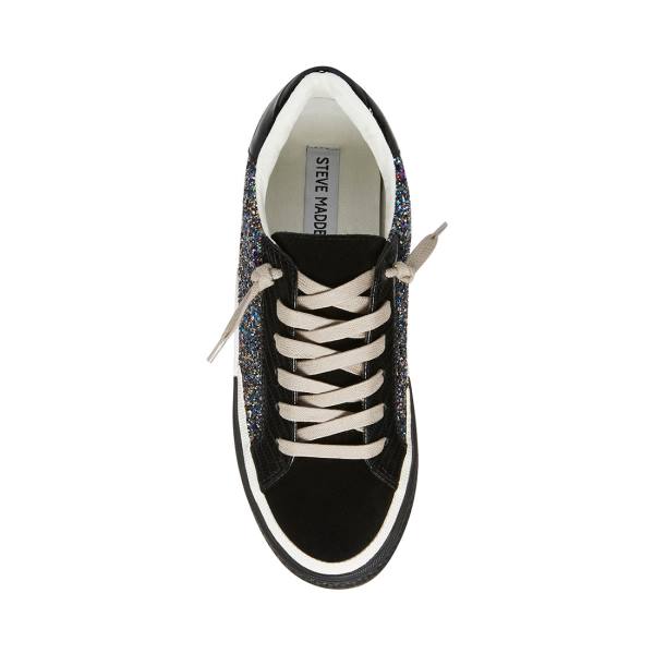 Steve Madden Embark Glitter Sneakers Dam Svarta | SM-425UA