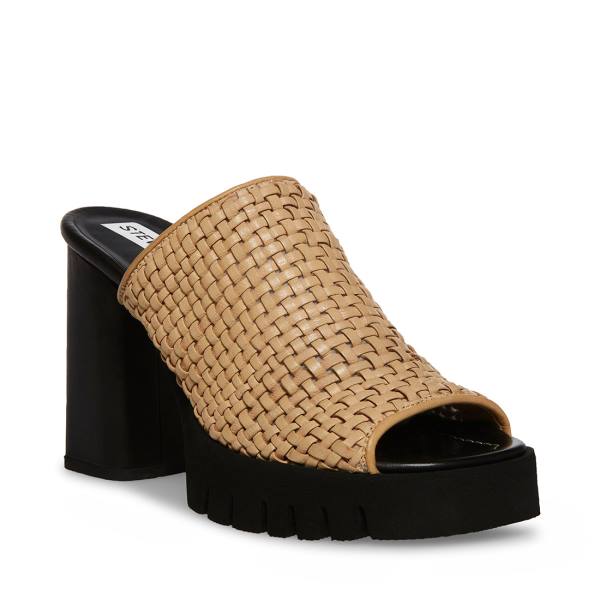 Steve Madden Fayth Sand Läder Heel Högklackade Skor Dam Bruna | SM-402RK