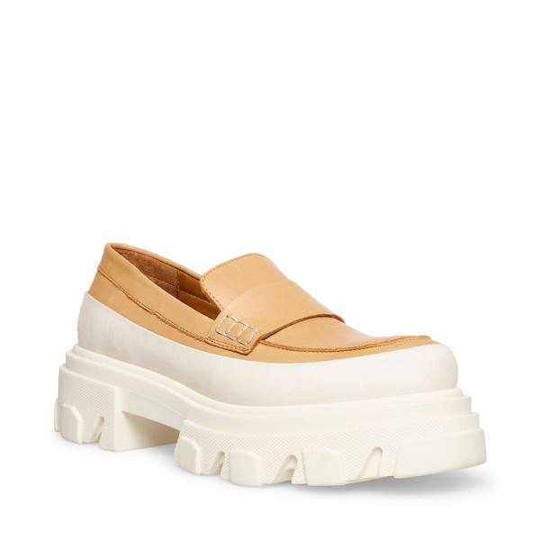 Steve Madden Flossie Tan Läder Loafers Dam Beige | SM-270IQ