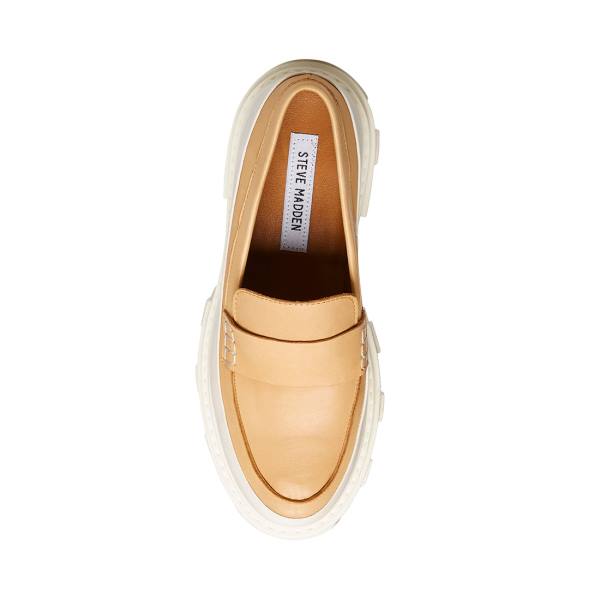 Steve Madden Flossie Tan Läder Loafers Dam Beige | SM-270IQ