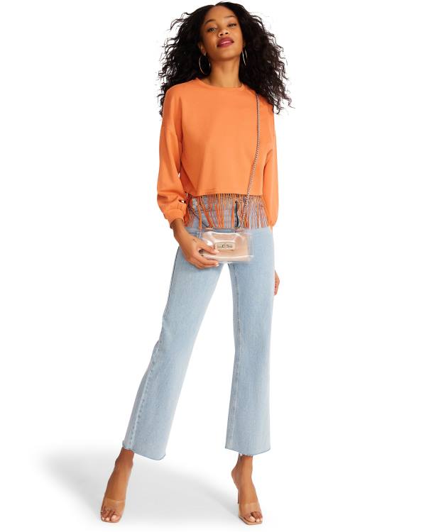 Steve Madden Fringe Crew Neck Blast Dam Orange | SM-023NM