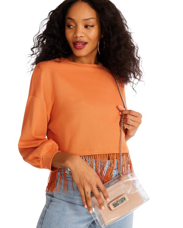 Steve Madden Fringe Crew Neck Blast Dam Orange | SM-023NM