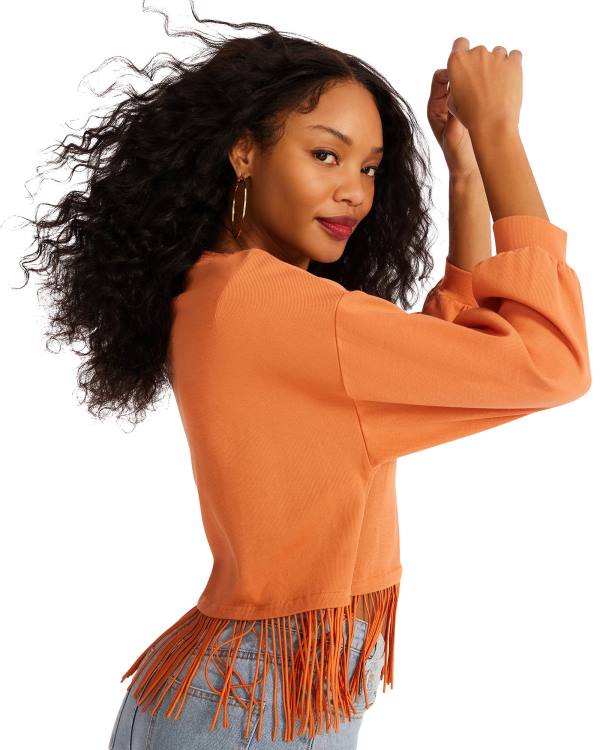 Steve Madden Fringe Crew Neck Blast Dam Orange | SM-023NM