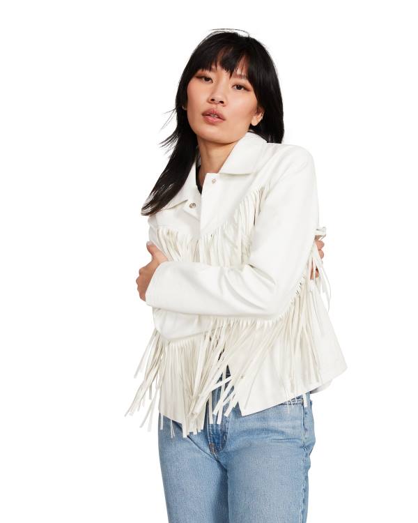 Steve Madden Fringe Jacka Dam Vita | SM-872RF