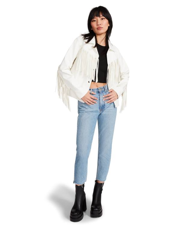 Steve Madden Fringe Jacka Dam Vita | SM-872RF