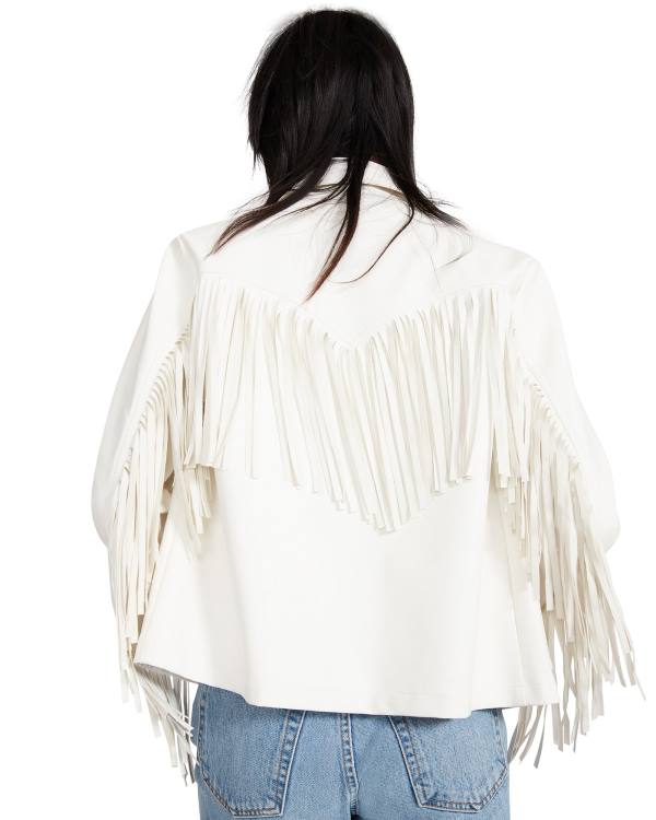 Steve Madden Fringe Jacka Dam Vita | SM-872RF