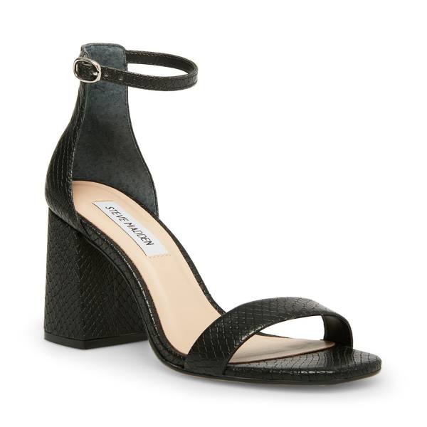 Steve Madden Gracelynn Snake Heel Högklackade Skor Dam Svarta Ormskinn | SM-462UR