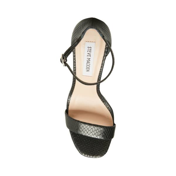 Steve Madden Gracelynn Snake Heel Högklackade Skor Dam Svarta Ormskinn | SM-462UR