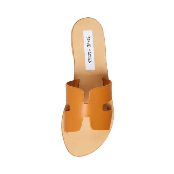 Steve Madden Greece Cognac Läder Sandaler Dam Bruna | SM-109UY