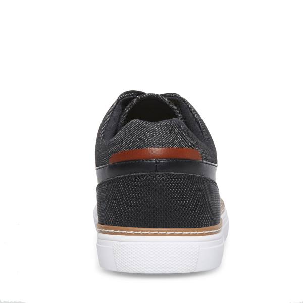 Steve Madden Gully Läder Sneakers Herr Svarta | SM-065UV