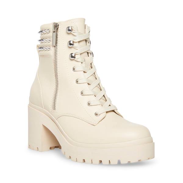 Steve Madden Jaydin Bone Läder Kängor Dam Beige | SM-286BK