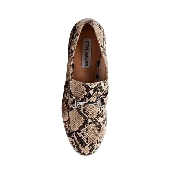 Steve Madden Kensley Tan Snake Platta Skor Dam Bruna Ormskinn | SM-526RG