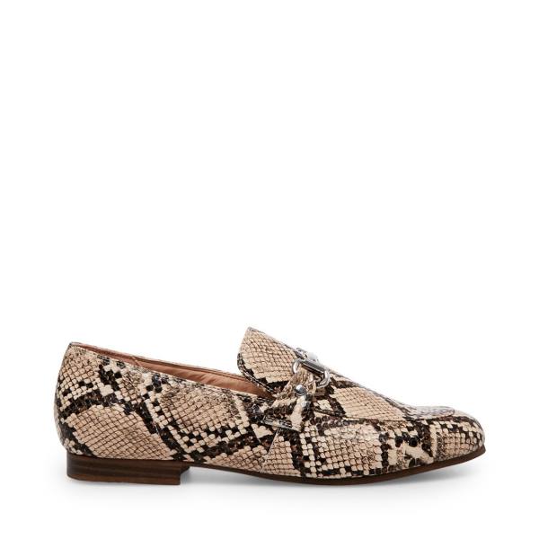 Steve Madden Kensley Tan Snake Platta Skor Dam Bruna Ormskinn | SM-526RG