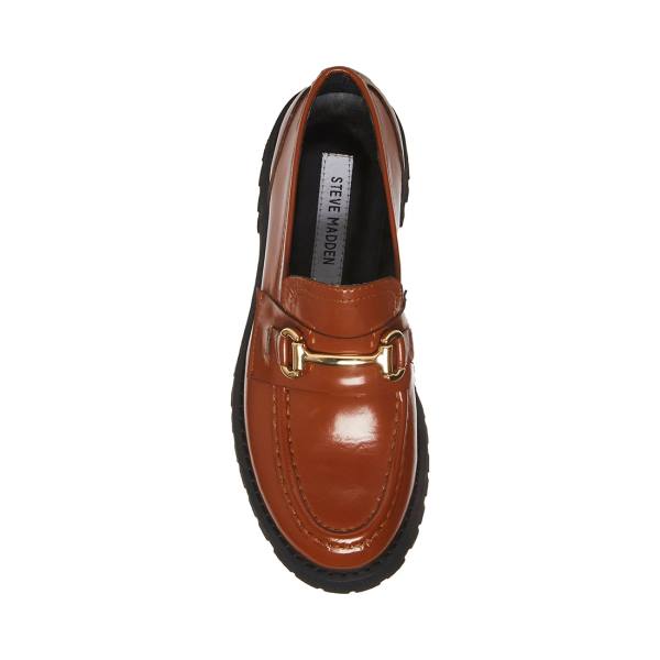 Steve Madden Lando Cognac Läder Loafers Dam Bruna | SM-274RS