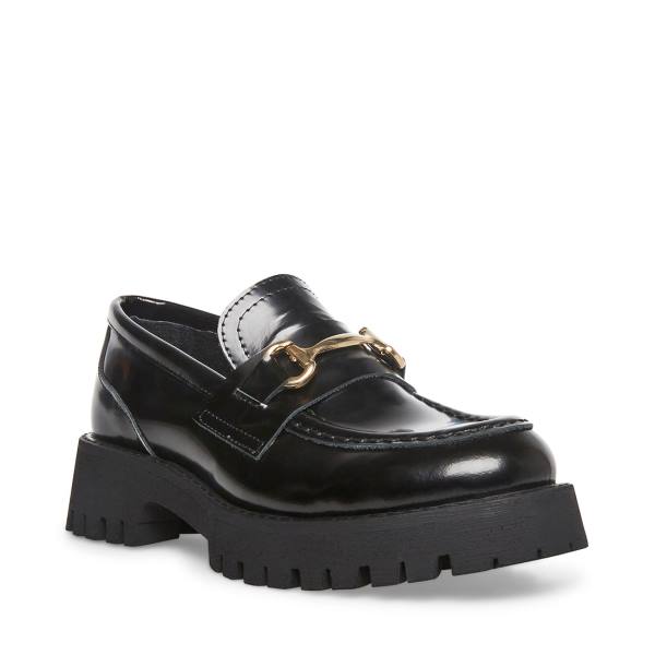 Steve Madden Lando Läder Loafers Dam Svarta | SM-084GF