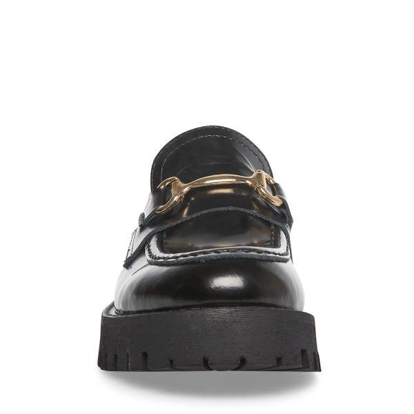 Steve Madden Lando Läder Loafers Dam Svarta | SM-084GF