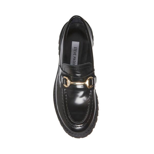 Steve Madden Lando Läder Loafers Dam Svarta | SM-084GF