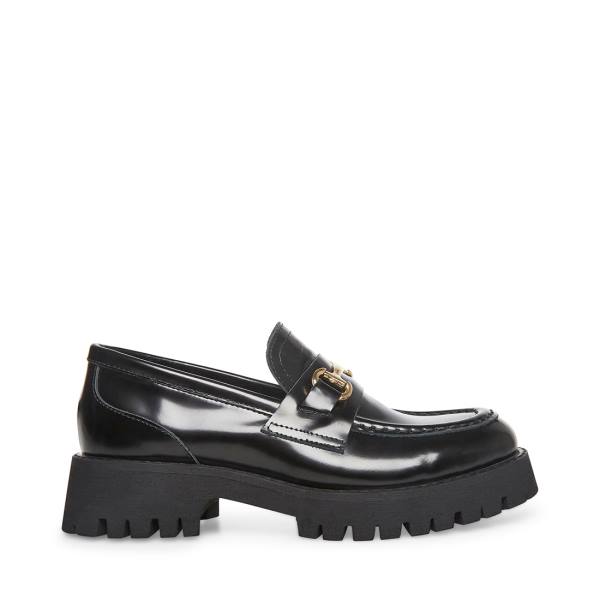 Steve Madden Lando Läder Loafers Dam Svarta | SM-084GF