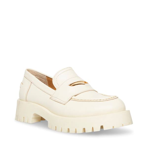 Steve Madden Lawrence Bone Läder Loafers Dam Beige | SM-483DQ