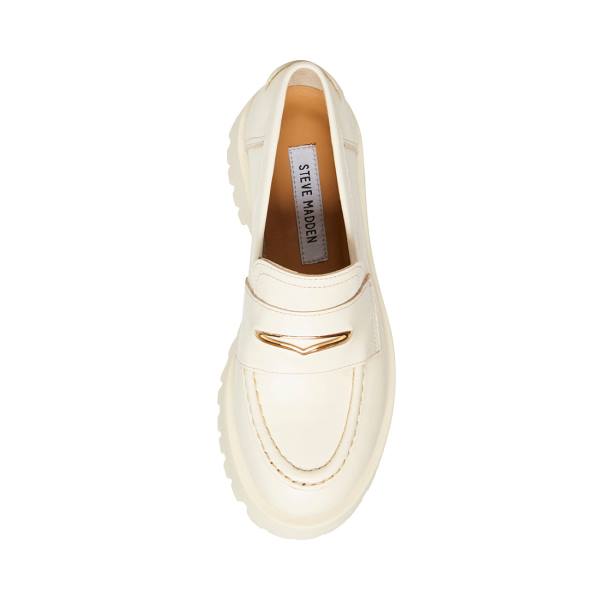 Steve Madden Lawrence Bone Läder Loafers Dam Beige | SM-483DQ