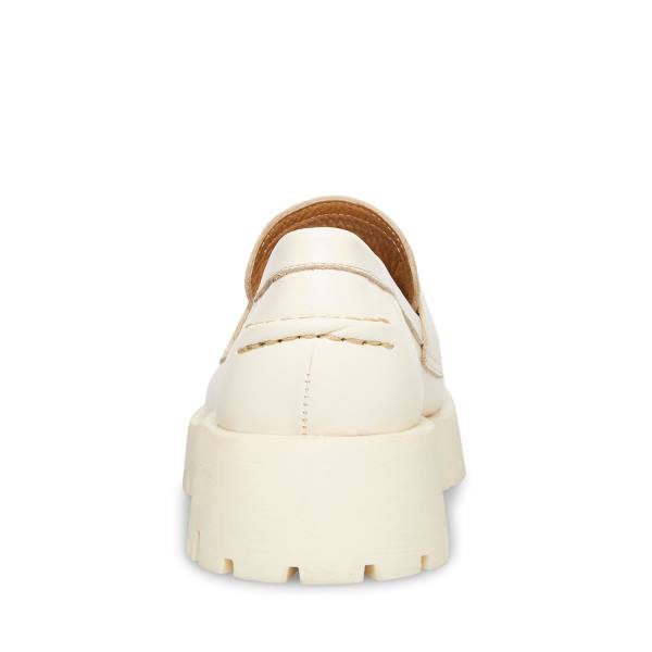 Steve Madden Lawrence Bone Läder Loafers Dam Beige | SM-483DQ