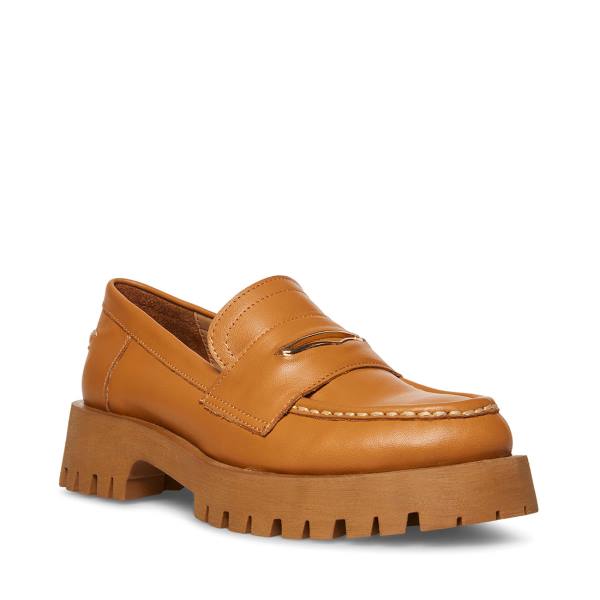 Steve Madden Lawrence Cognac Läder Loafers Dam Bruna | SM-236BX