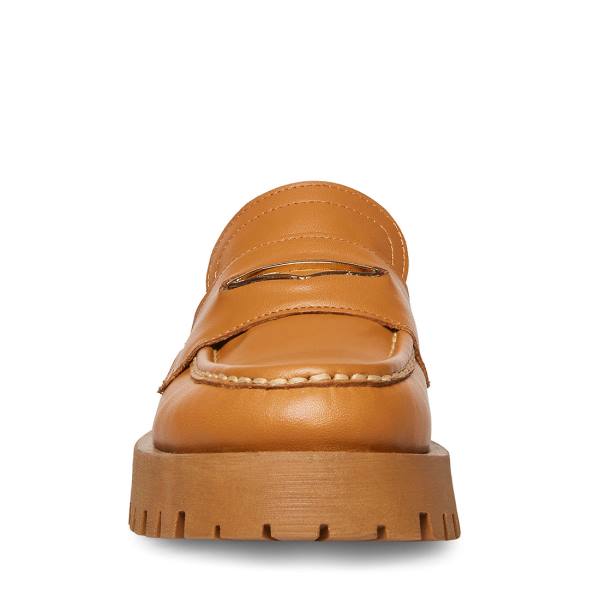 Steve Madden Lawrence Cognac Läder Loafers Dam Bruna | SM-236BX